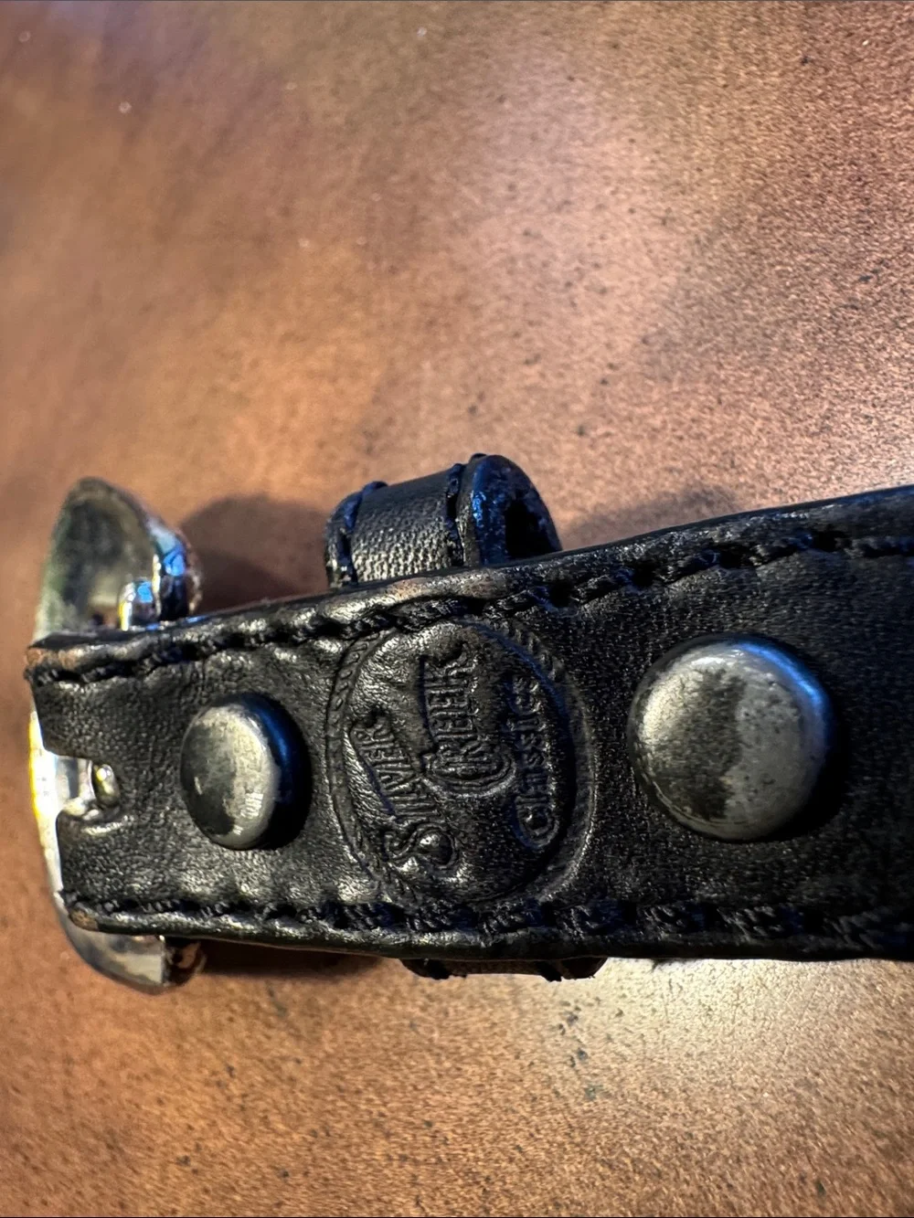 Black Leather Women's Western Concho Belt - Picture 4 of 6
